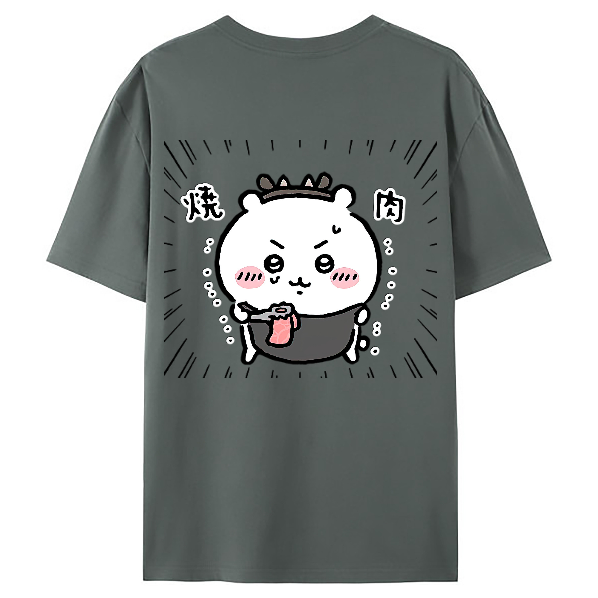 （画像用） ちいかわ ちいかわ Chii-kawa chiikawa 綿100％ メンズ半袖Tシャツ（バックプリント） 通気性